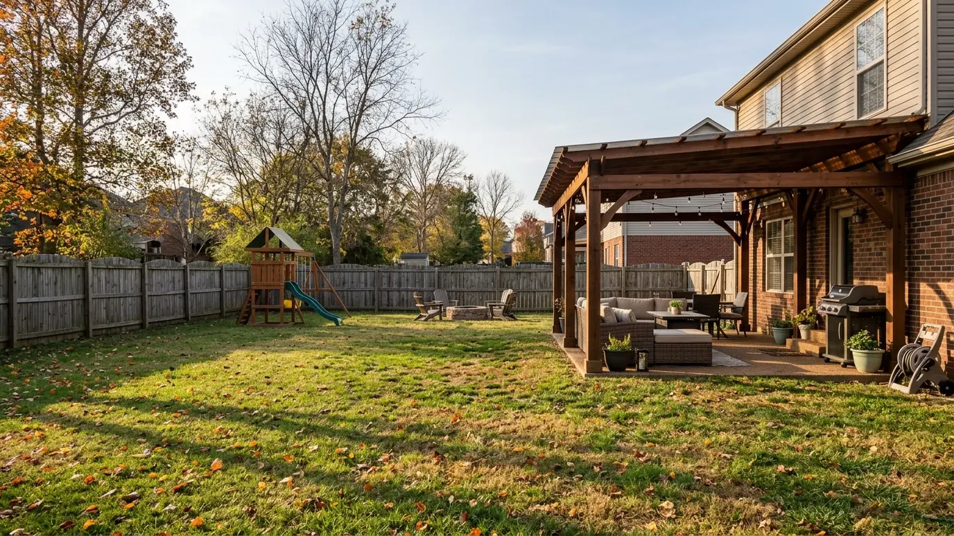 Pergola design and installation in Antioch, TN A Tennessee backyard with a pergola and outdoor living space in Antioch