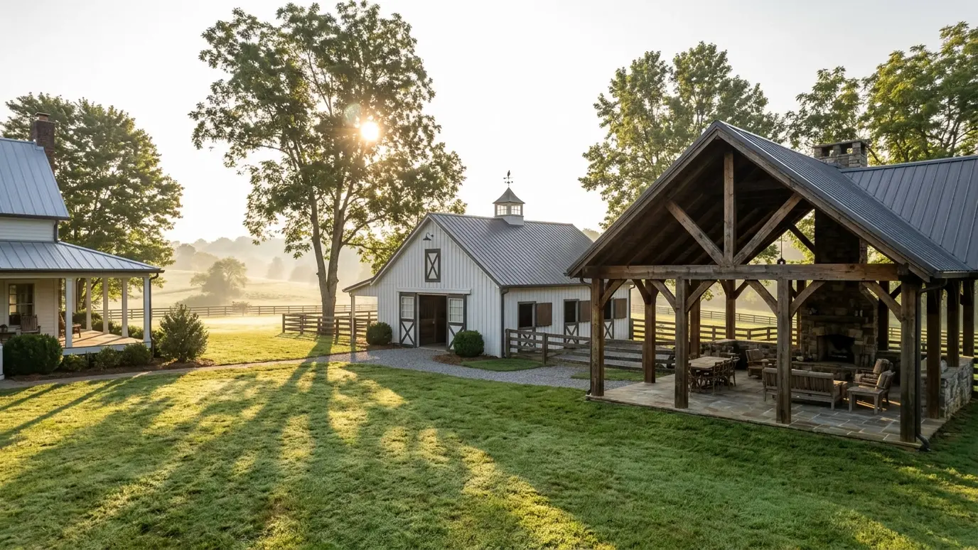 A Tennessee backyard with a pergola and outdoor living space in College Grove