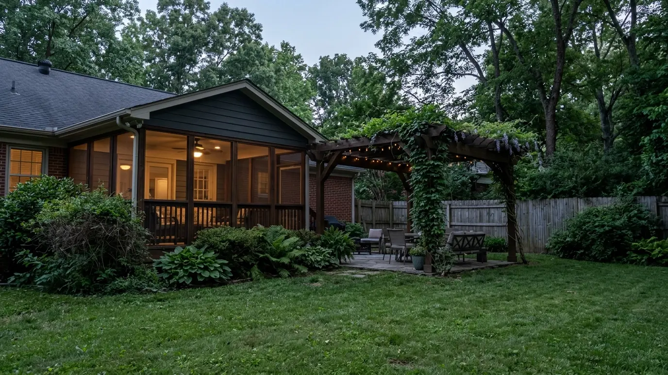 A Tennessee backyard with a pergola and outdoor living space in Hermitage
